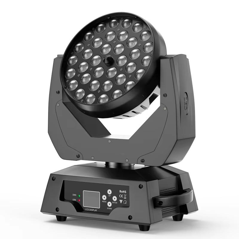19x15W Moving Head Light for Stage Lighting Effect, RGBW 4-in-1 LED Stage Light with Zoom Beam Wash, Auto DMX Control DJ Lights for Parties Wedding Disco Music Nightclub Show Bar, 1 Pack