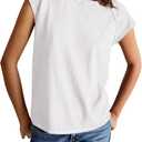 Yanekop Womens Short Sleeve Shirts Crewneck T Shirts Basic Tees Casual Summer Tops Cap Sleeve Tops Trendy Shirts