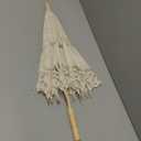 Taidda White Lace Parasol, Bridal Umbrella with Wooden Handle for Women, Girls Wedding, Proms, Photo Shoots - 43cm/16.9 in Beige, One Broken Hinge