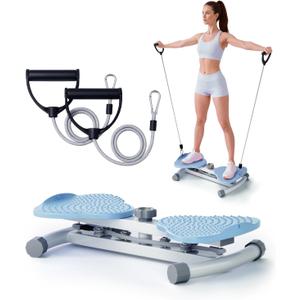Waist Twister Machine for Body Toning, Fat Burning, Supports 300 lbs, Noiseless, Anti-Slip, Compact Portable for Home, Gym, Apartment, Office (Blue)