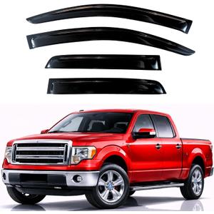 KPY Rain Guards Fit for 2009-2014 Ford F150 SuperCrew, Out-Channel Window Visors Vent Wind Deflectors 4PC, Truck Accessories for 2010-2014 Ford F-150 Raptor Crew Cab (Full-Size Cabs Only)