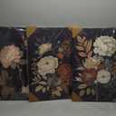 Vintage Flower Wall Art Dark Floral Canvas Wall Art Botanical Farmhouse Prints Black Flower Pictures Wall Decor Moody Floral Artwork Painting for Living Room Bedroom 16x24x3 Inch Framed