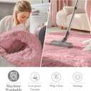 OLANLY Pale Pink Round Rugs for Bedroom - Machine Washable, 6 ft Circle Area Rugs for Living Room, Soft and Fluffy Shaggy Carpet for Teen Girls and Boys, Nursery Rooms, Dorms, Home Decor Aesthetic