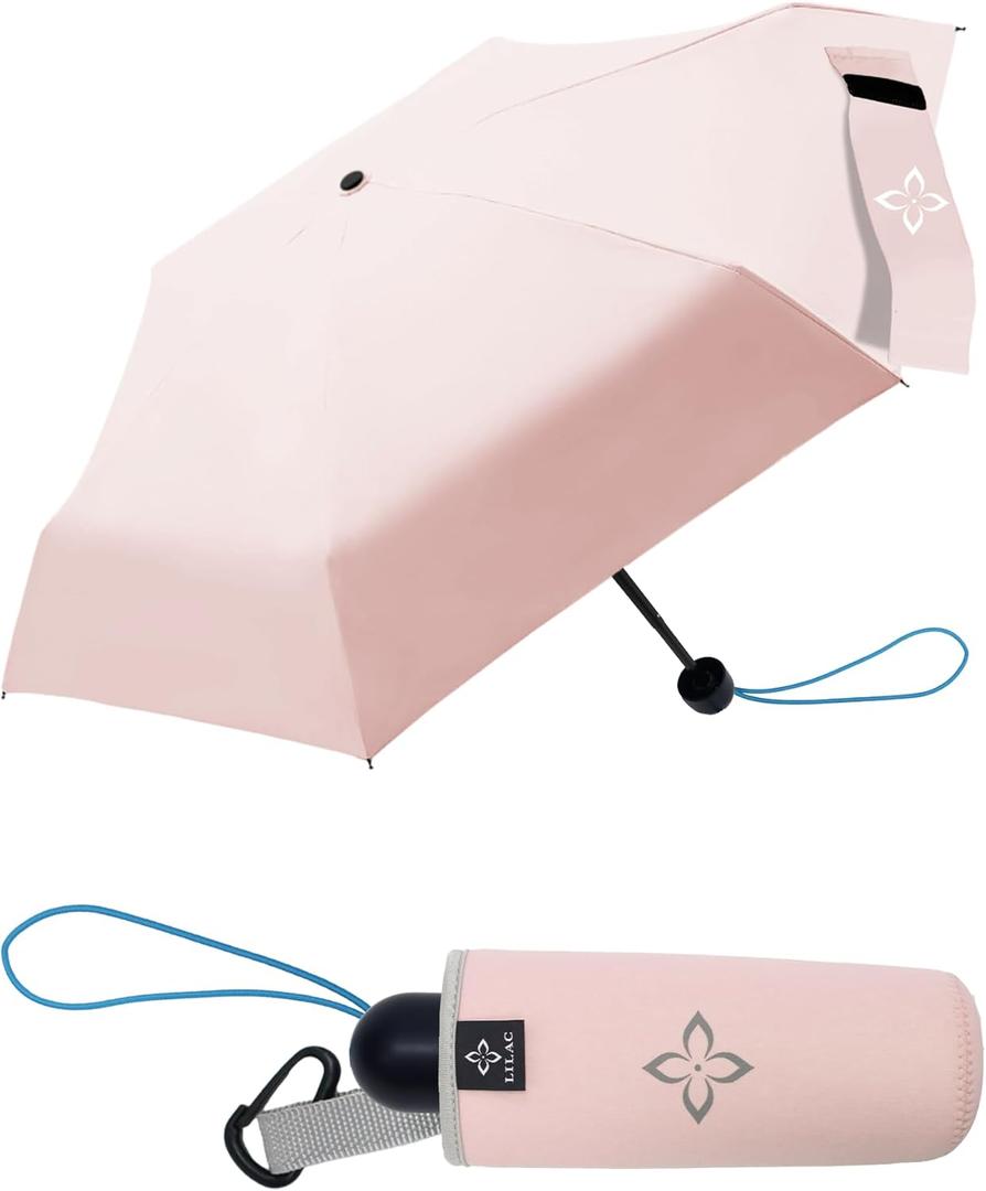 Mini Travel Umbrella for Rain - 43" Large Coverage Small Compact Umbrella, Reinforced Strong Frame, Lightweight Portable Parasol with UPF 100+ UV Protection, Gifts for Adults, Seniors & Students
