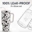 Meoky 40 oz Tumbler with Handle and Straw, Tumbler with Lid and Straw, Insulated Stainless Steel Travel Mug, 100% Leak-proof, Keeps Cold for 34 Hours or Hot for 10 Hours (Cow)