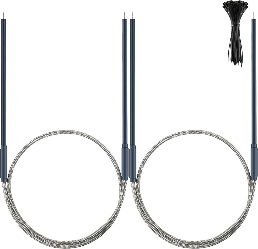 Drain Heater Tip 7/16 Diameter 115V 15W 25 Inch Long Heater Wire for Refrigerator with 50 Pcs Zip Ties, Compatible with SH201 Replacement Heater (2 Pcs)