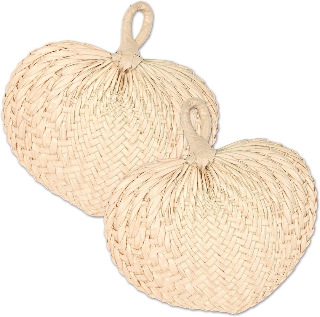 Natural Raffia Tropical Hand Fans