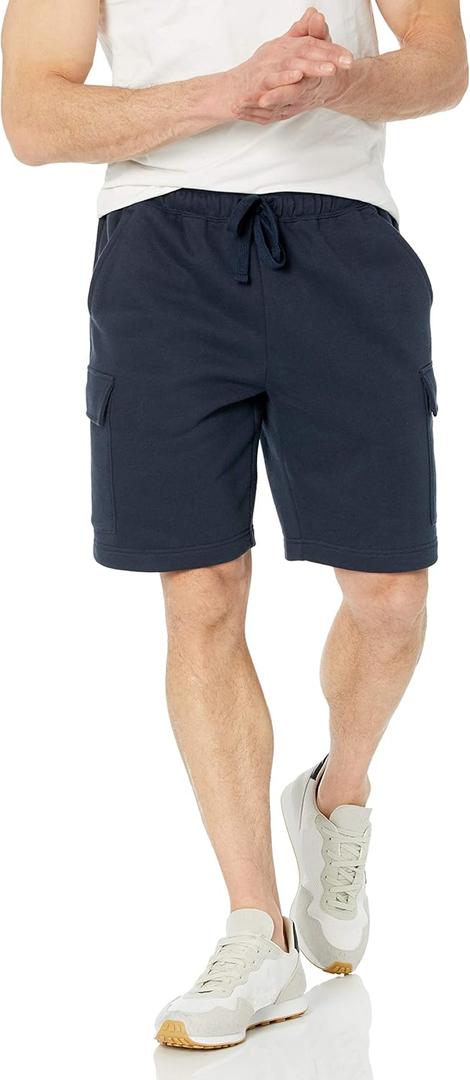 Amazon Essentials Men's Fleece Cargo Short (Large, Navy)
