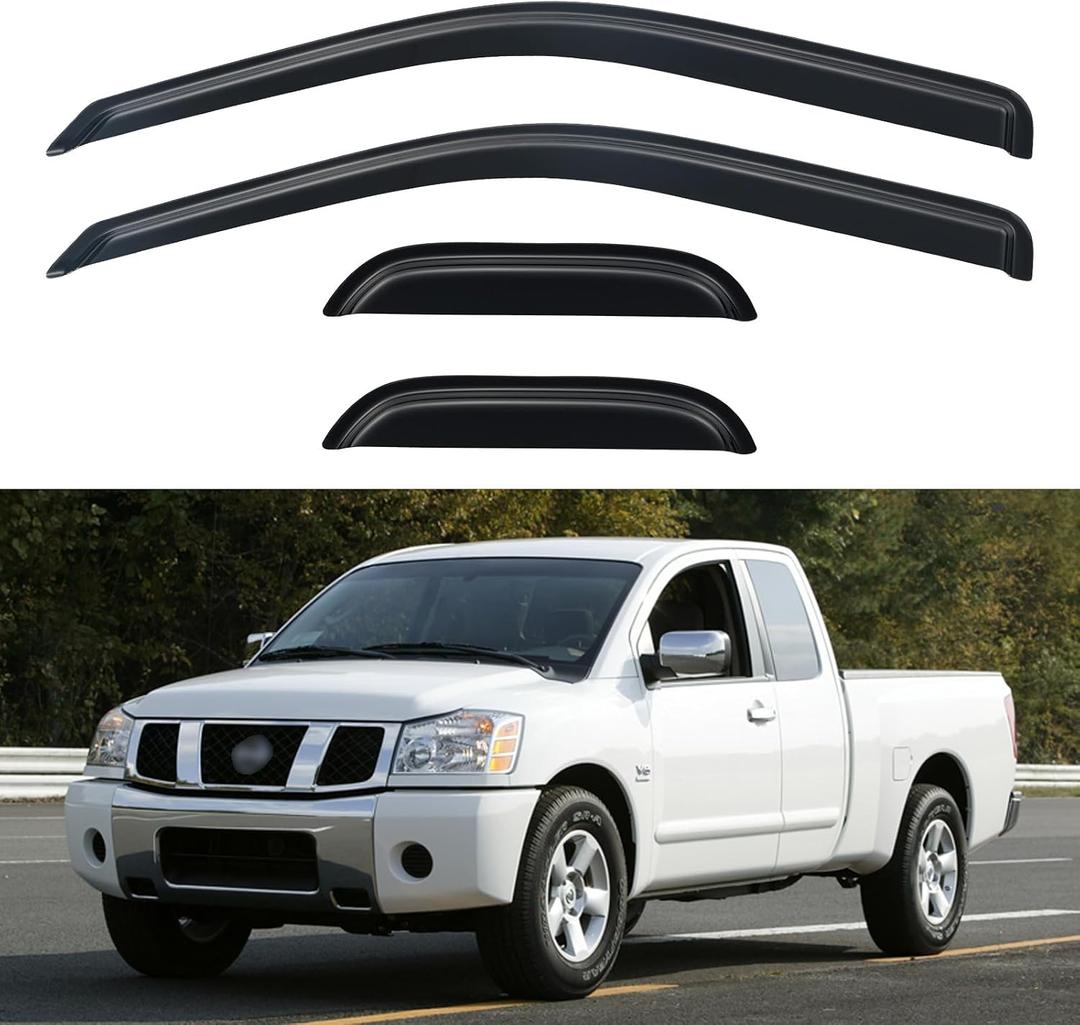 Window Visors Rain Guards for 2004-2015 Nissan Titan King Cab, Out-Channel Window Vent Wind Deflectors Visors Shades for 04-15 Titan Extended Cab, 4PCS