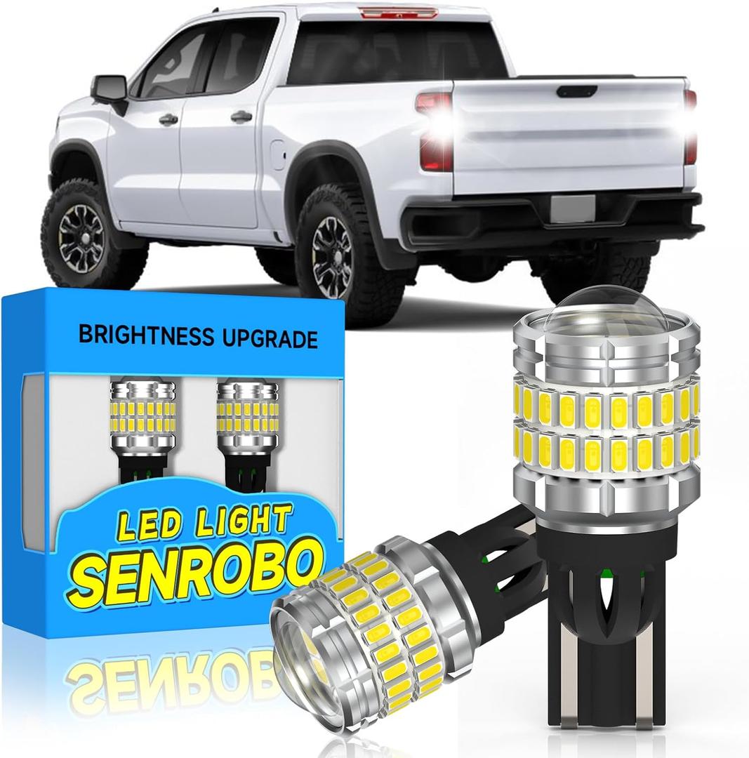 921 912 LED Reverse Light Bulb Fit for Chevy Silverado 1500 2500 3500 HD 2014-2025, Super Bright T15 LED Bulb with Lens, 6000K Cool White Backup Lights Replacement, Pack of 2