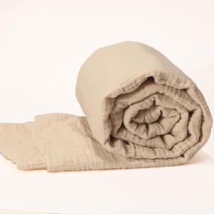 Cotton Muslin Fabric by The Yard, 53 Inch Wide Lightweight Cotton Wrinkled Gauze Fabrics for Sewing,Blanket,Pajamas,Bed Sheet and Crafts DIY (Begie, 1 Yard)