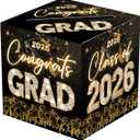Glitter Black and Gold Graduation Card Box for Class of 2026, Congrats Grad Card Box for Graduation Party Supplies Party Favors