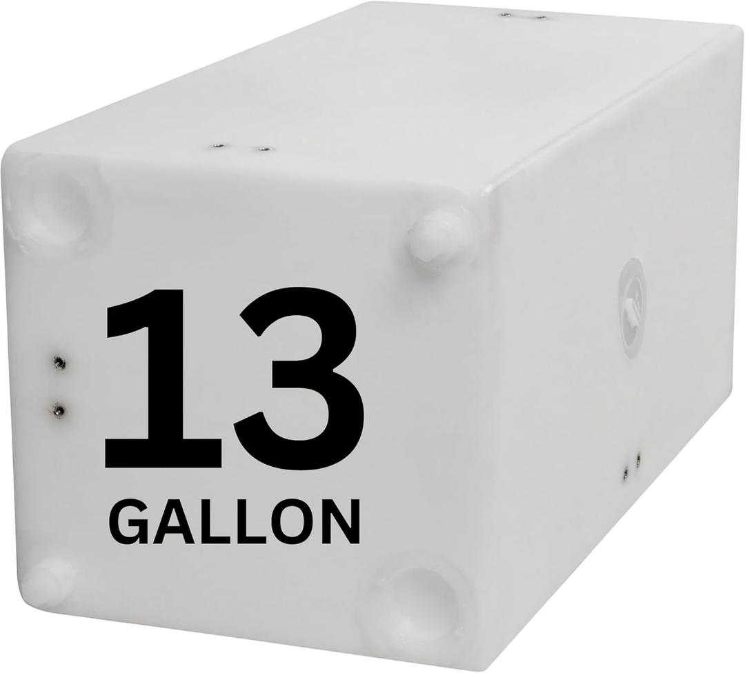 13 Gallon RV Fresh Water Tank, Potable Water Storage Tank for Drinking, Cooking, Cleaning, Showering, for Campers, Trailers, Motorhomes, RVs, Cube Shape, 23.25" x 12.25" x 11.75" (WT-5683) 13 Gallon RV Fresh Water Tank, Potable Water Storage Tank for Drinking, Cooking, Cleaning, Showering, for Campers, Trailers, Motorhomes, RVs, Cube Shape, 23.25" x 12.25" x 11.75" (WT-5683)
