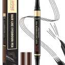 LAVONE Eyebrow Pen, 2-in-1 Eyebrow Pencils for Women with 4 Tip Microblading Eyebrow Pencil and Curved Precise Brow Pencil, Waterproof Eyebrow Pencil Create Full, Natural Hair-Like Brows, Ebony