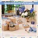 SiliFine 24 Pcs Wedding Favors for Guests Small Ceramic Bowl Bulk Gifts Set 3.3 Inch Floral Design Mini Dipping Sauce Dish with Card Box for Bridal Pooja Baby Shower Birthday (Flower,Blue)