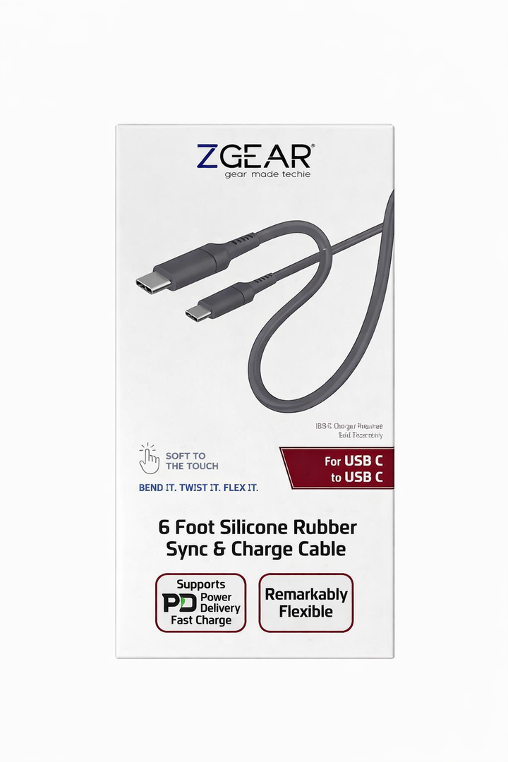 Zgear Silicon Cable USB C-C 6 Ft Braided