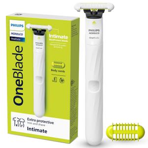 Philips Norelco OneBlade Intimate, Designed for Pubic Grooming, Trim & Shave with Extra Skin Protection, Waterproof, Model QP1924/70 (Single Pack, White)
