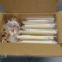 Tandefio 8 Set 5 Arm Gold Candelabra Table Centerpiece with LED Candle 26.8" Tall Wedding Floor Holder Acrylic Candlestick with Lampshade Fit 0.8 for Easter Ceremony Anniversary Dinner Dining Party