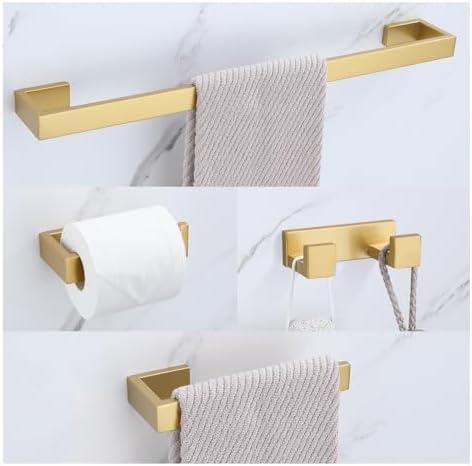 Brushed Gold Bathroom Hardware Set, 1 Piece Bath Towel Bar Set SUS304 Stainless Steel Towel Rack Set for Bathroom, 23.6 inches Bathroom Towel Holder Set Wall Mounted