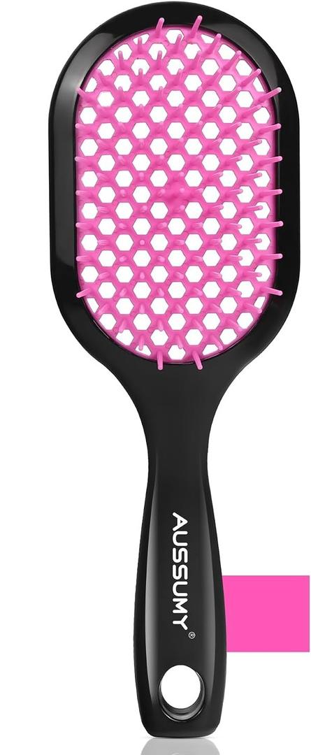 Vented Detangling Hair Brush - Detangler Hairbrush with Soft Bristles for Effortless Tangle Free -Ideal for Natural Curly Straight Wet Dry Damaged Hair for Women Men Kids - Magenta
