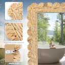 23" x 17" Scalloped Water Hyacinth Wall Mirror Decorative Natural Water Hyacinth Wall Wavy Mirror with Handwoven Frame for Bathroom, Living Room, Entryway Decor