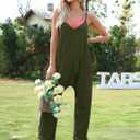 TARSE Women's Sleeveless Jumpsuits V Neck Harem Overalls Causal Adjustable Straps Stretchy Comfy Romper with Pockets 2025 (Green, XL)