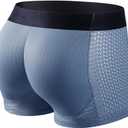 JOCKMAIL Mens Butt Padded Underwear Mens Mesh Shapewear Boxer Briefs with Butt Enhancing Pads (Medium, Drak Blue)