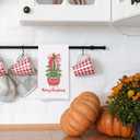 Merry Chinoiserie Christmas Kitchen Towels, Red Porcelain Tree Hand Towels for Bathroom, Red Bow Dish Towels, Kitchen Bathroom Decor, 16x24 Inch