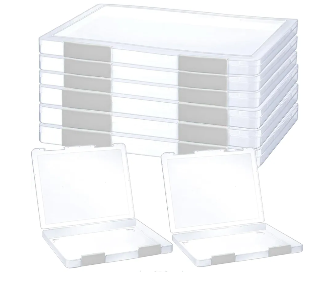 6 Pcs Clear A4 File Portable Project Case, Plastic Storage Box for 8.5" x 11" Letter Paper, Scrapbook Paper Storage Boxes Documents Magazines Holder