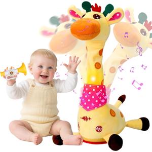 Vodolo Talking Singing Dancing Giraffe Toy with 60 Children's Song, Recharged Interactive Giraffe Plush Musical Baby Toys for Repeats What You Say, Tummy Time Giraffe Gifts, Toddler Stuffed Animal Toys