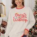 Ugly Christmas Sweater Women Cute Lights Print Sweater Funny Xmas Tree Holiday Knitted Pullover Tops (Medium, Apricot)