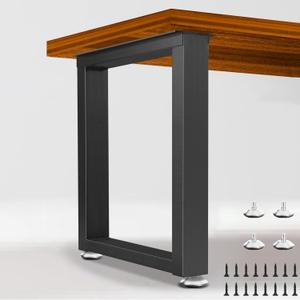 Metal Table Legs 28”Height 24”Wide Heavy Duty Furniture Feets, DIY Modern Desk Legs with Adjustable Protector Feet for Dining Coffee Table, Black, Set of 2, H28" x W24" U Shape