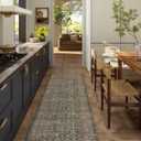 Machine Washable Hallway Runner Rugs: 2'x6' Kitchen Rug Stain Resistant Non Slip Low Pile Soft Carpet Runners for Hallways Indoor Entryway Kitchen Laundry Room Bedroom Bathroom Farmhouse (Dark Green Brown)