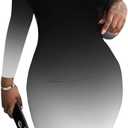 Nimsruc Womens Autumn Casual Sexy Long Sleeves Bodycon Dress Basic Pencil Midi Club Dresses (Small, 9008-black Gradient)
