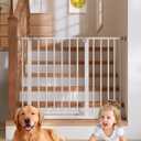 InnoTruth 29.540.75" Baby Gate for Stairs, 30" Tall Dog Gates for Doorways & Hallways, Safety Gate for Kids & Pets, Pressure-Mounted Walk-Through with Dual Lock & 2-Way Swing, White