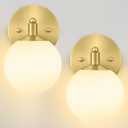 Frosted Wall Sconce Set of Two,Mid Century Brass Bathroom Sconce,Modern Gold Vanity Light,Brushed Gold Sconce Lighting