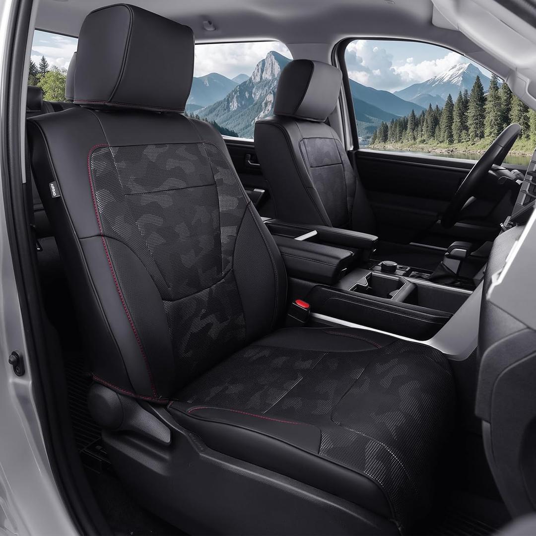 for Toyota Tundra Seat Covers 2022 2023 2024 2025 2026, 2026 Toyota Tundra Accessories 2022-2024 2025 2026 Crewmax/Double Cab (SR/SR5) Black Camo, Full Set