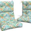 Outdoor High Back Chair Cushions with tie Set of 2, Waterproof Chair Cushions for Patio Home Garden, Replacement Rocking Chair Cushion 22" W x 20" D, Acapa Opal Geometric