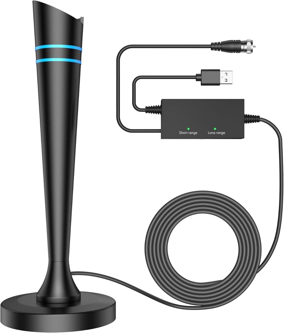 TV Antenna for Smart TV Antenna Indoor for Local Channels, Digital Antenna with Magnetic Base, Long Range Reception with Amplifier Signal Booster, 360 Strong Reception, Supports 4K 1080p HD