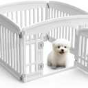 Dog Playpen 4-Panel 24" | Safe & Secure Indoor/Outdoor Pet Fence | Folding & Portable | 35 x 35 x 24IN, Ideal for Small to Medium Dogs | Easy to Clean White (4-Panel 24 Inch)