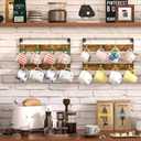 Coffee Mug Holder Rack Organizer - Wall Mounted Rack to Hold Up to 16 Mugs (2Pack), Rustic Wood Cup Organizer Rack & Display Shelf for Kitchen, Coffee Bar, Home, Office (4-Tier)