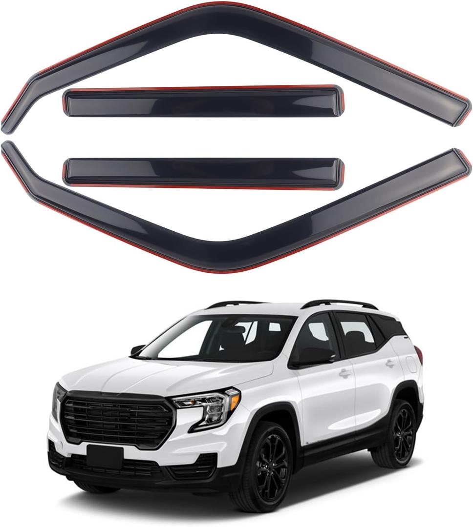 4 Pieces in-Channel Extra Durable Rain Guards Fit for 2025-2026 GMC Terrain,Window Deflectors,Window Visors (Smoke Black)