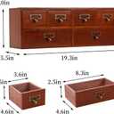 Apothecary Drawers Wooden Storage Box with 6 Drawers Vintage Countertop Wooden Drawers Apothecary Cabinet Library Card Catalog Cabinet （BROWN）