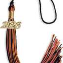 Endea Graduation Mixed Double Color Tassel with Gold Date Drop (Black/Orange, 2026)