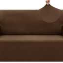 ZNSAYOTX 1 Piece Jacquard Couch Covers for 2 Cushion Couch High Stretch Loveseat Slipcover for Pets Dogs Anti Slip Love Seat Sofa Slipcover Furniture Protector (Medium, New Pattern Coffee) (Medium (55"-69"))
