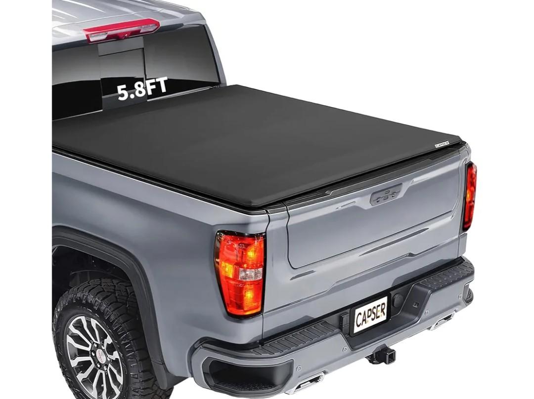 CAPSER Silverado 1500 5.8FT Soft Tri Fold Tonneau Cover Fits 2019-2024 Chevy Silverado 1500/GMC Sierra 1500 69.9Inch Truck Bed