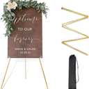 DANMO Easel Stand for Wedding Sign Poster 63'' Instant Display Floor Adjustable Metal Art Easel Gold, 15" x 2.5" x 2.5"