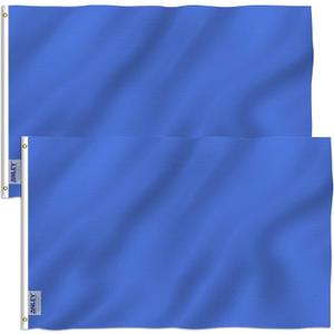Anley Pack of 2 Fly Breeze 3x5 Foot Solid Blue Flag - Vivid Color and Fade proof - Canvas Header and Double Stitched - Plain Royal Blue Flags Polyester with Brass Grommets 3 X 5 Ft
