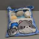 REFAHB Cute Plush Pillow Throw Pillow Removable Stuffed Animal Toys Creative Gifts for Girls (Kitten-Blue)