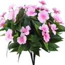 Waipfaru 10 Pcs Artificial Flowers for Outdoors, UV Resistant Faux Flowers for Outdoor Planters, Silk Impatiens Bouquet Pink Spring Artificial Plants for Garden Porch Patio Balcony Yard Decoration